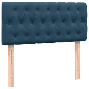 Κρεβάτι Boxspring με Στρώμα & LED Σκούρο Μπλε 80x220 εκ. Βελούδινο