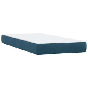 Κρεβάτι Boxspring με Στρώμα & LED Σκούρο Μπλε 80x220 εκ. Βελούδινο