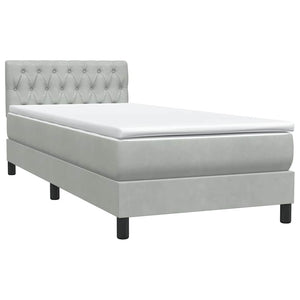 Κρεβάτι Boxspring με Στρώμα & LED ανοιχτό γκρι 90x220 εκ. Βελούδινο - Pakobazaar