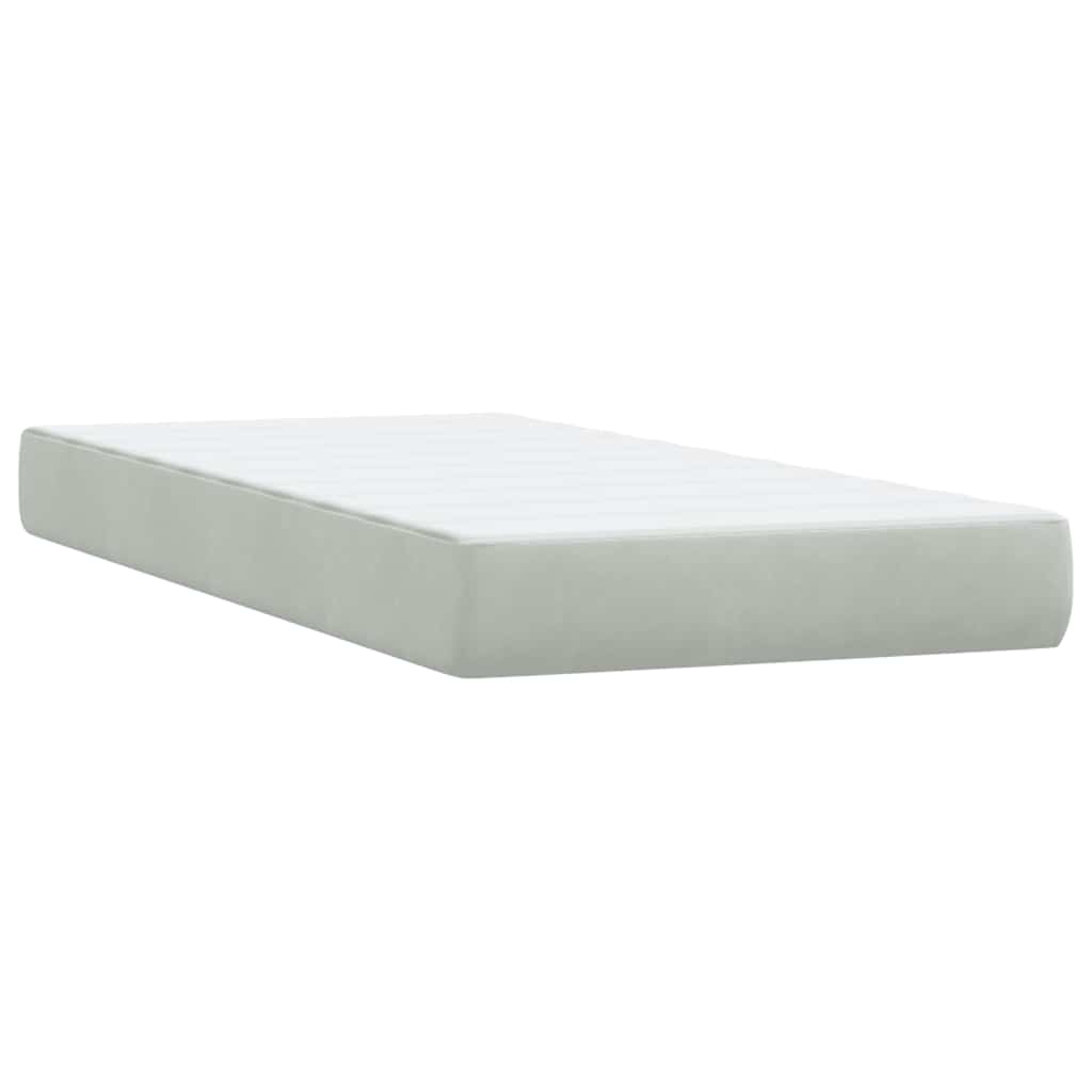 Κρεβάτι Boxspring με Στρώμα & LED ανοιχτό γκρι 90x220 εκ. Βελούδινο