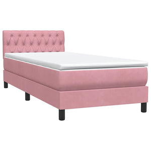 Κρεβάτι Boxspring με Στρώμα & LED Ροζ 90x220 εκ. Βελούδινο - Pakobazaar
