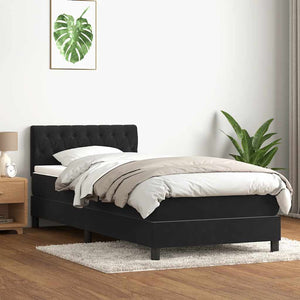 Κρεβάτι Boxspring με Στρώμα & LED Μαύρο 100x220 εκ. Βελούδινο - Pakobazaar