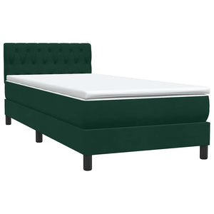 Κρεβάτι Boxspring με Στρώμα & LED σκούρο πράσινο 100x220cm Βελούδινο - Pakobazaar