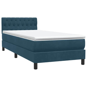 Κρεβάτι Boxspring με Στρώμα & LED σκούρο μπλε 100x220 cm Βελούδινο - Pakobazaar