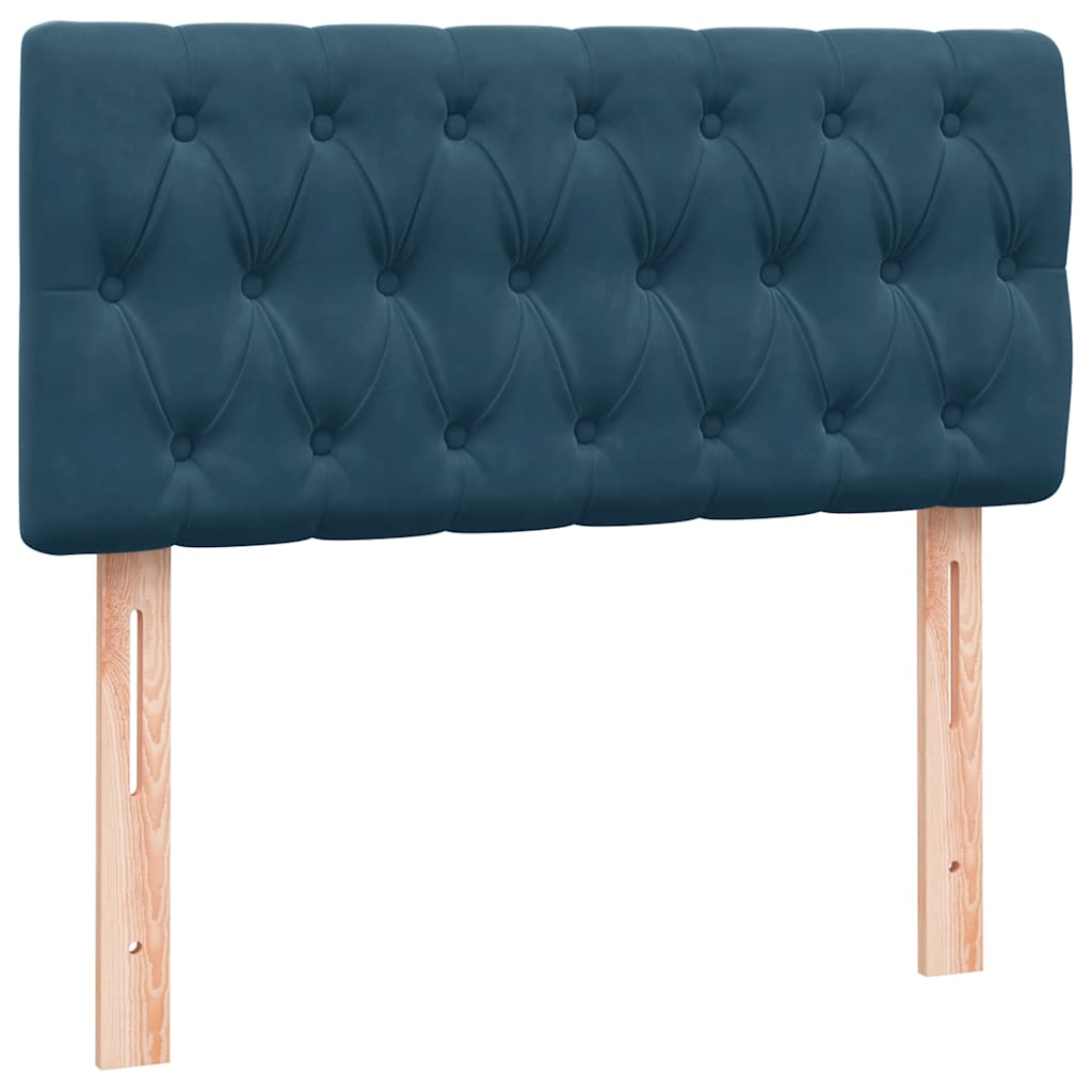 Κρεβάτι Boxspring με Στρώμα & LED σκούρο μπλε 100x220 cm Βελούδινο - Pakobazaar