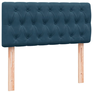 Κρεβάτι Boxspring με Στρώμα & LED σκούρο μπλε 100x220 cm Βελούδινο - Pakobazaar