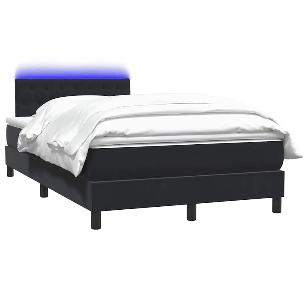 Κρεβάτι Boxspring με Στρώμα & LED Μαύρο 120x220 cm Βελούδινο - Pakobazaar