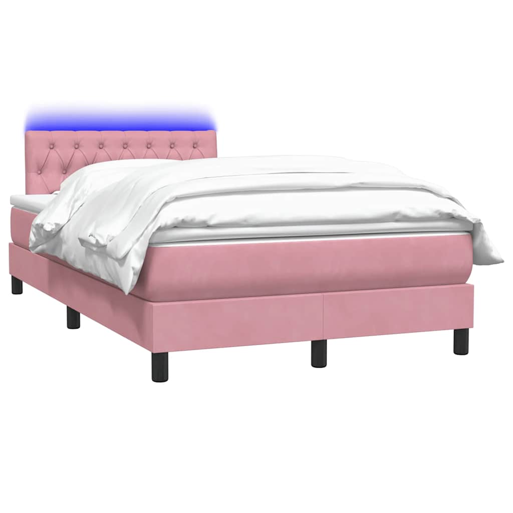 Κρεβάτι Boxspring με Στρώμα & LED ροζ 120x220 cm Βελούδινο