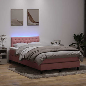 Κρεβάτι Boxspring με Στρώμα & LED ροζ 120x220 cm Βελούδινο
