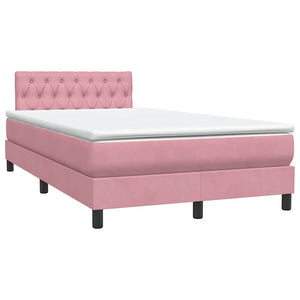 Κρεβάτι Boxspring με Στρώμα & LED ροζ 120x220 cm Βελούδινο