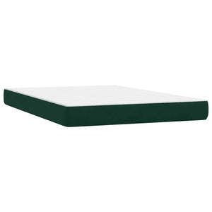 Κρεβάτι Boxspring με Στρώμα & LED Σκούρο πράσινο 140x220cm Βελούδινο