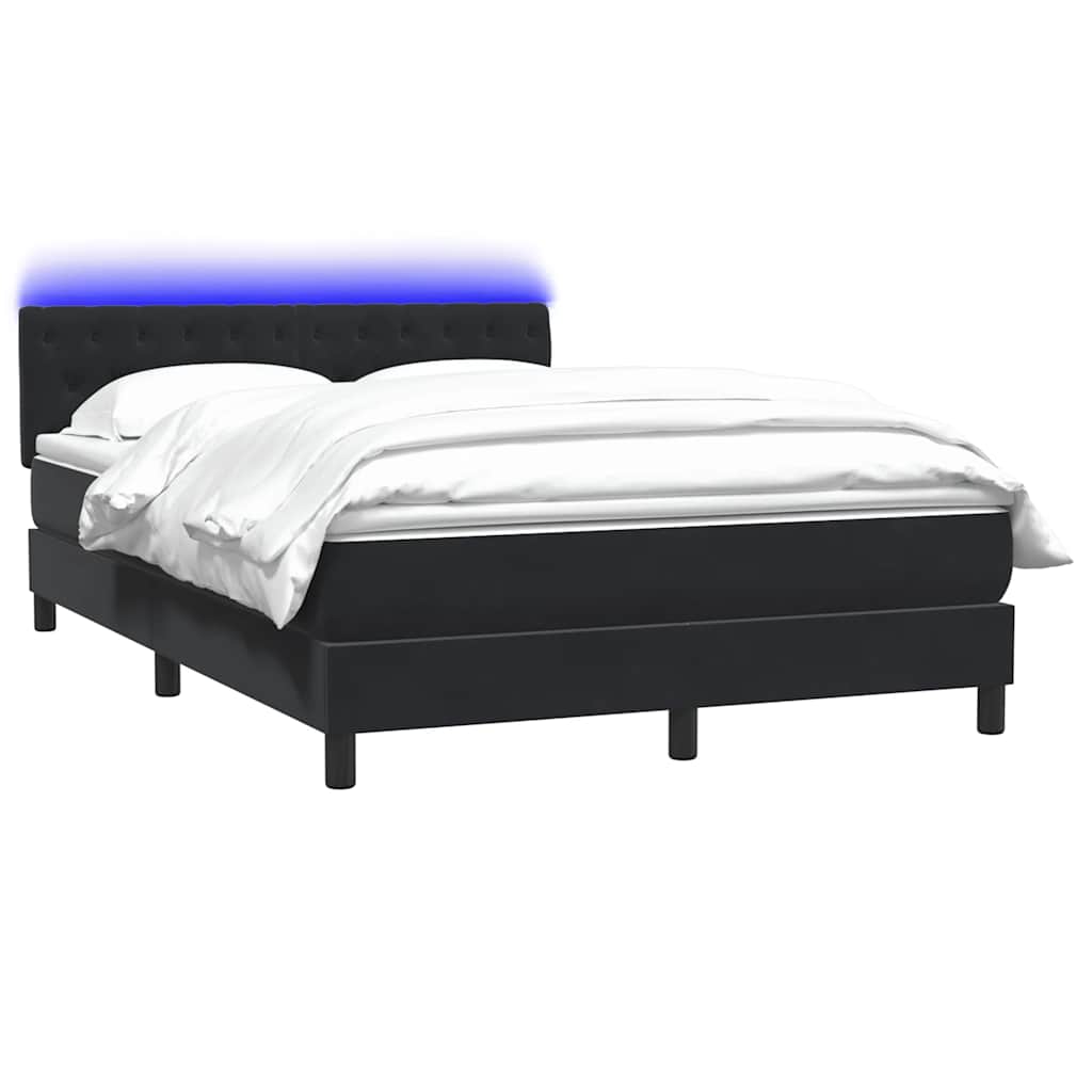 Κρεβάτι Boxspring με Στρώμα & LED Μαύρο 160x220 cm Βελούδινο - Pakobazaar