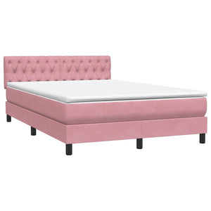 Κρεβάτι Boxspring με Στρώμα & LED ροζ 160x220 cm Βελούδινο