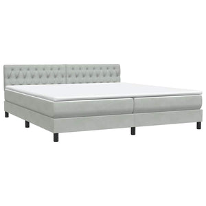 Κρεβάτι Boxspring με Στρώμα & LED ανοιχτό γκρι 200x220 εκ. Βελούδινο - Pakobazaar