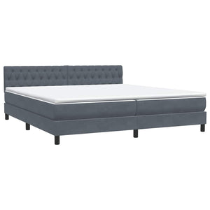 Κρεβάτι Boxspring με Στρώμα & LED Σκούρο γκρι 200x220 cm Βελούδινο - Pakobazaar