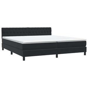 Κρεβάτι Boxspring με Στρώμα & LED Μαύρο 200x220 cm Βελούδινο - Pakobazaar