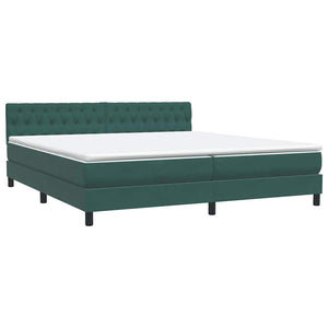 Κρεβάτι Boxspring με Στρώμα & LED Σκούρο πράσινο 200x220cm Βελούδινο - Pakobazaar
