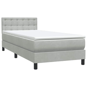 Κρεβάτι Boxspring με Στρώμα & LED Ανοιχτό Γκρι 80x210 εκ. Βελούδινο