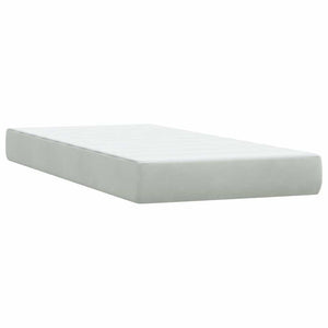 Κρεβάτι Boxspring με Στρώμα & LED ανοιχτό γκρι 90x210 cm Βελούδινο
