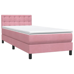 Κρεβάτι Boxspring με Στρώμα & LED ροζ 90x210 εκ. Βελούδινο