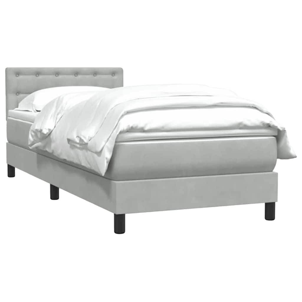 Κρεβάτι Boxspring με Στρώμα & LED Ανοιχτό Γκρι 100x210 εκ. Βελούδινο - Pakobazaar