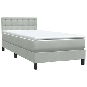 Κρεβάτι Boxspring με Στρώμα & LED Ανοιχτό Γκρι 100x210 εκ. Βελούδινο - Pakobazaar
