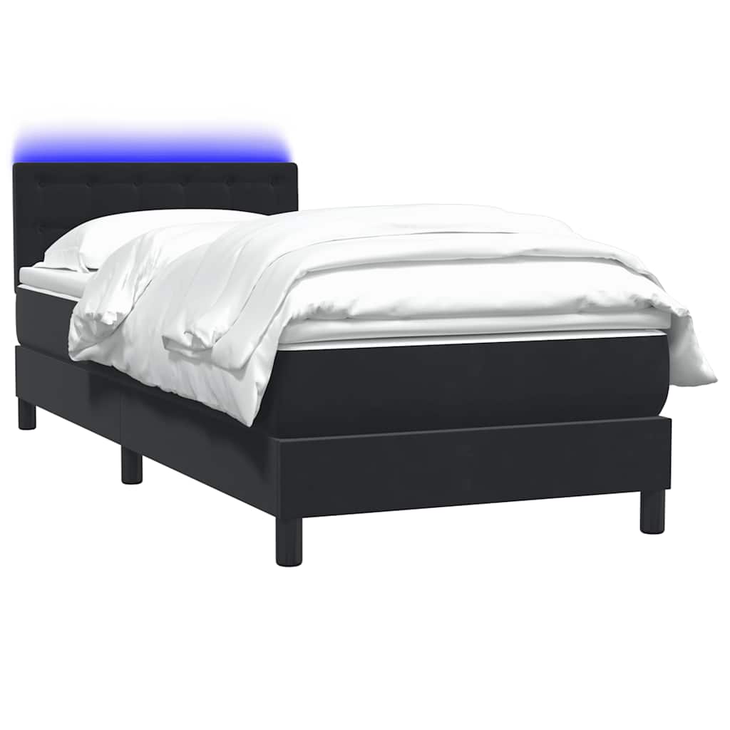 Κρεβάτι Boxspring με Στρώμα & LED Μαύρο 100x210 cm Βελούδινο - Pakobazaar