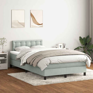 Κρεβάτι Boxspring με Στρώμα & LED Ανοιχτό Γκρι 120x210 εκ. Βελούδινο