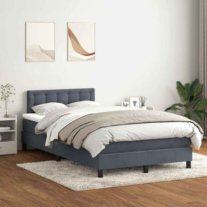 Κρεβάτι Boxspring με Στρώμα & LED Σκούρο Γκρι 120x210 εκ. Βελούδινο - Pakobazaar