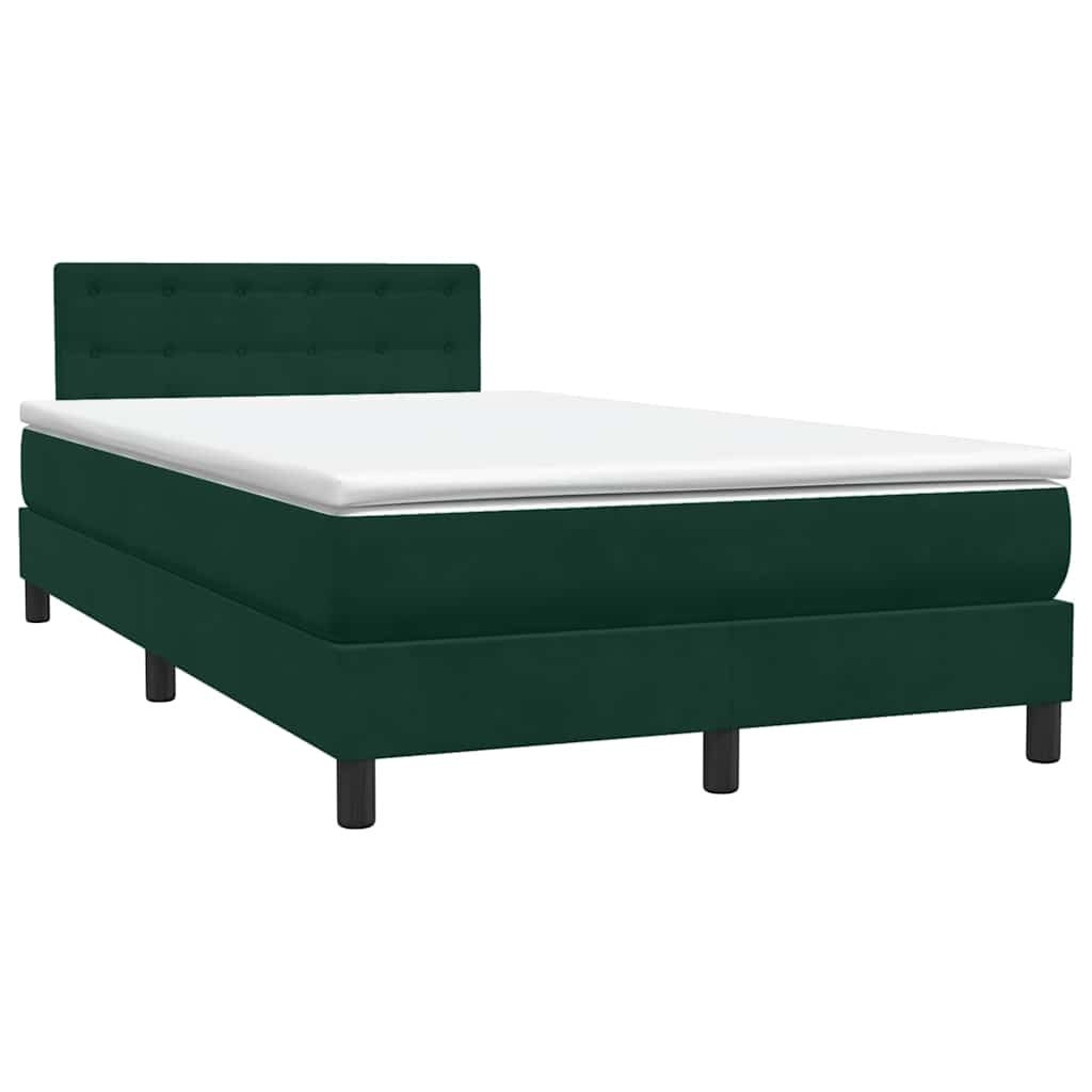 Κρεβάτι Boxspring με Στρώμα & LED Σκούρο Πράσινο 120x210εκ. Βελούδινο - Pakobazaar