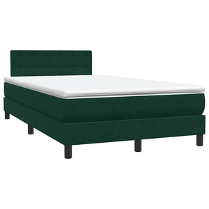 Κρεβάτι Boxspring με Στρώμα & LED Σκούρο Πράσινο 120x210εκ. Βελούδινο