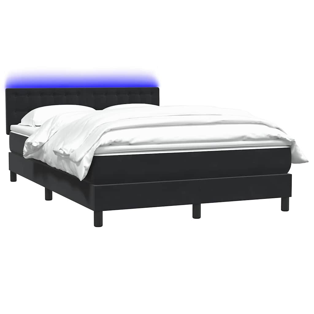 Κρεβάτι Boxspring με Στρώμα & LED Μαύρο 1140x210 εκ. Βελούδινο - Pakobazaar