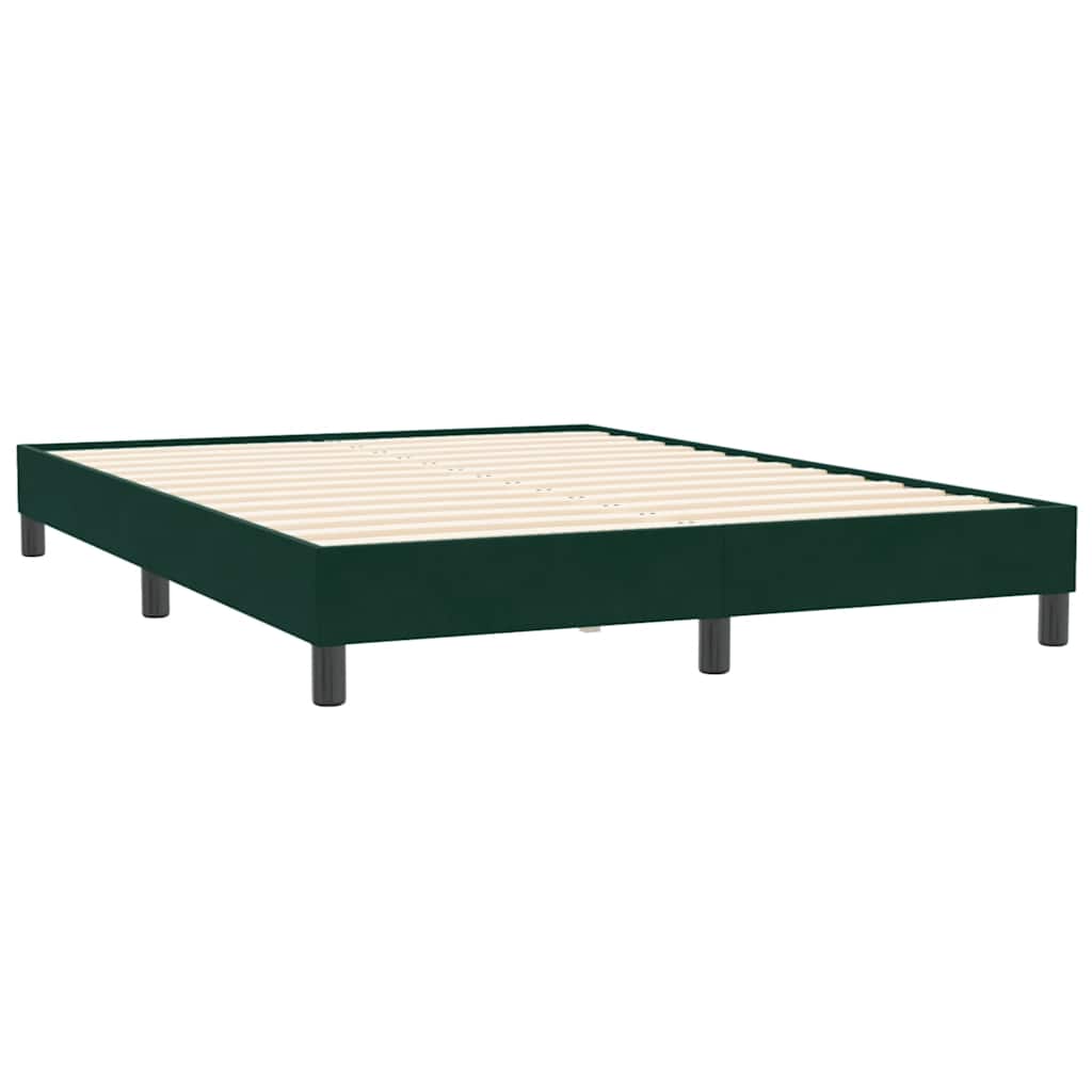 Κρεβάτι Boxspring με Στρώμα & LED Σκούρο Πράσινο 140x210εκ. Βελούδινο