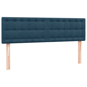 Κρεβάτι Boxspring με Στρώμα & LED Σκούρο Μπλε 140x210 εκ. Βελούδινο