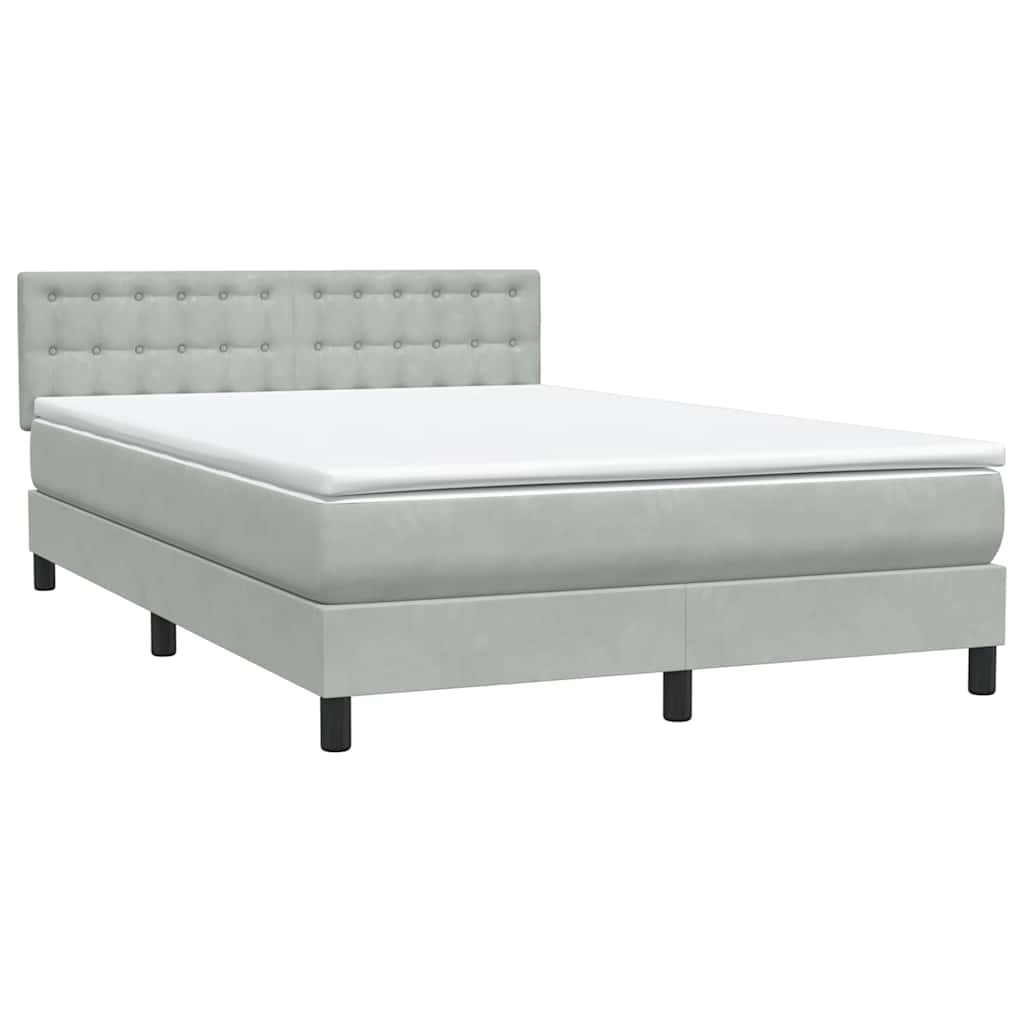 Κρεβάτι Boxspring με Στρώμα & LED Ανοιχτό Γκρι 160x210 εκ. Βελούδινο