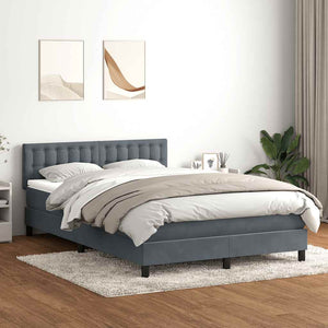 Κρεβάτι Boxspring με Στρώμα & LED Σκούρο Γκρι 160x210 εκ. Βελούδινο - Pakobazaar