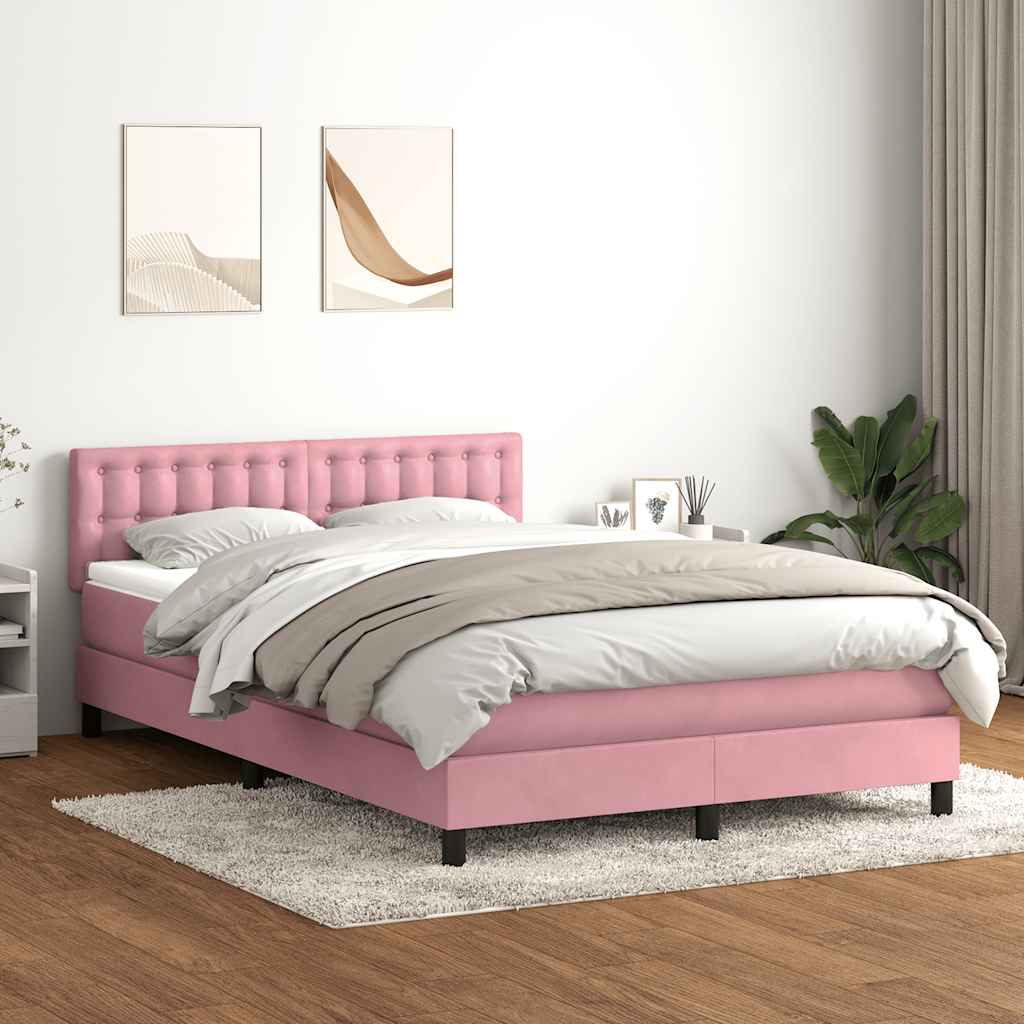 Κρεβάτι Boxspring με Στρώμα & LED Ροζ 160x210 εκ. Βελούδινο