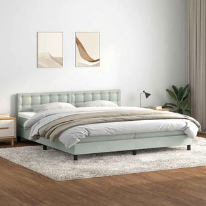 Κρεβάτι Boxspring με Στρώμα & LED Ανοιχτό Γκρι 180x210 εκ. Βελούδινο