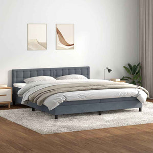 Κρεβάτι Boxspring με Στρώμα & LED Σκούρο Γκρι 180x210 εκ. Βελούδινο