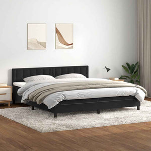Κρεβάτι Boxspring με Στρώμα & LED Μαύρο 200x210 εκ. Βελούδινο
