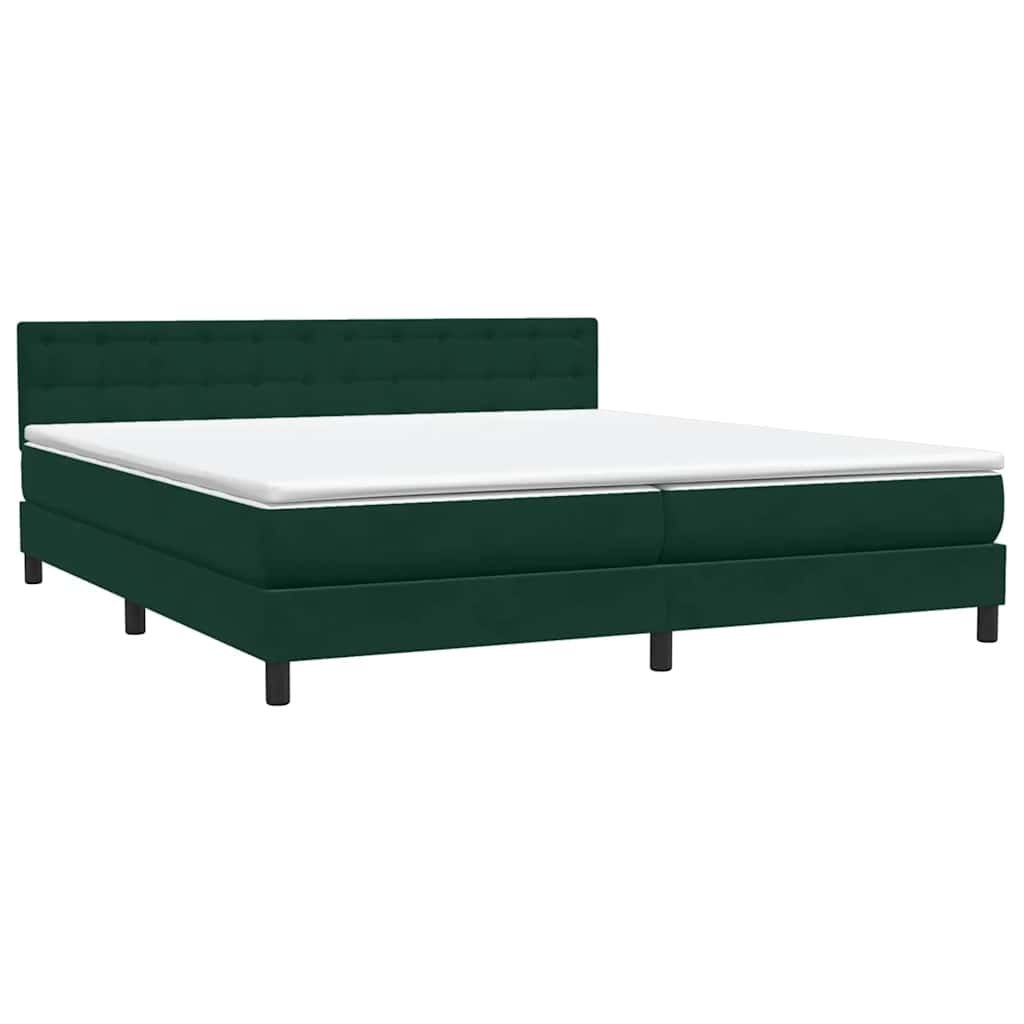Κρεβάτι Boxspring με Στρώμα & LED Σκούρο Πράσινο 200x210εκ. Βελούδινο - Pakobazaar