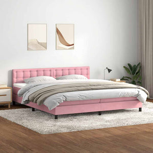 Κρεβάτι Boxspring με Στρώμα & LED Ροζ 200x210 εκ. Βελούδινο