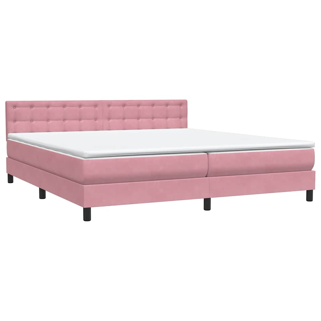 Κρεβάτι Boxspring με Στρώμα & LED Ροζ 200x210 εκ. Βελούδινο