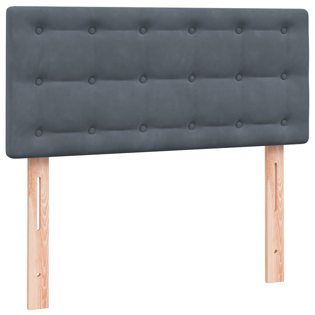 Κρεβάτι Boxspring με Στρώμα & LED Σκούρο Γκρι 80x220 εκ. Βελούδινο