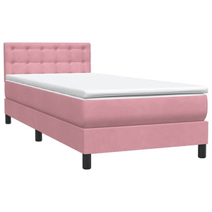 Κρεβάτι Boxspring με Στρώμα & LED Ροζ 80x220 εκ. Βελούδινο