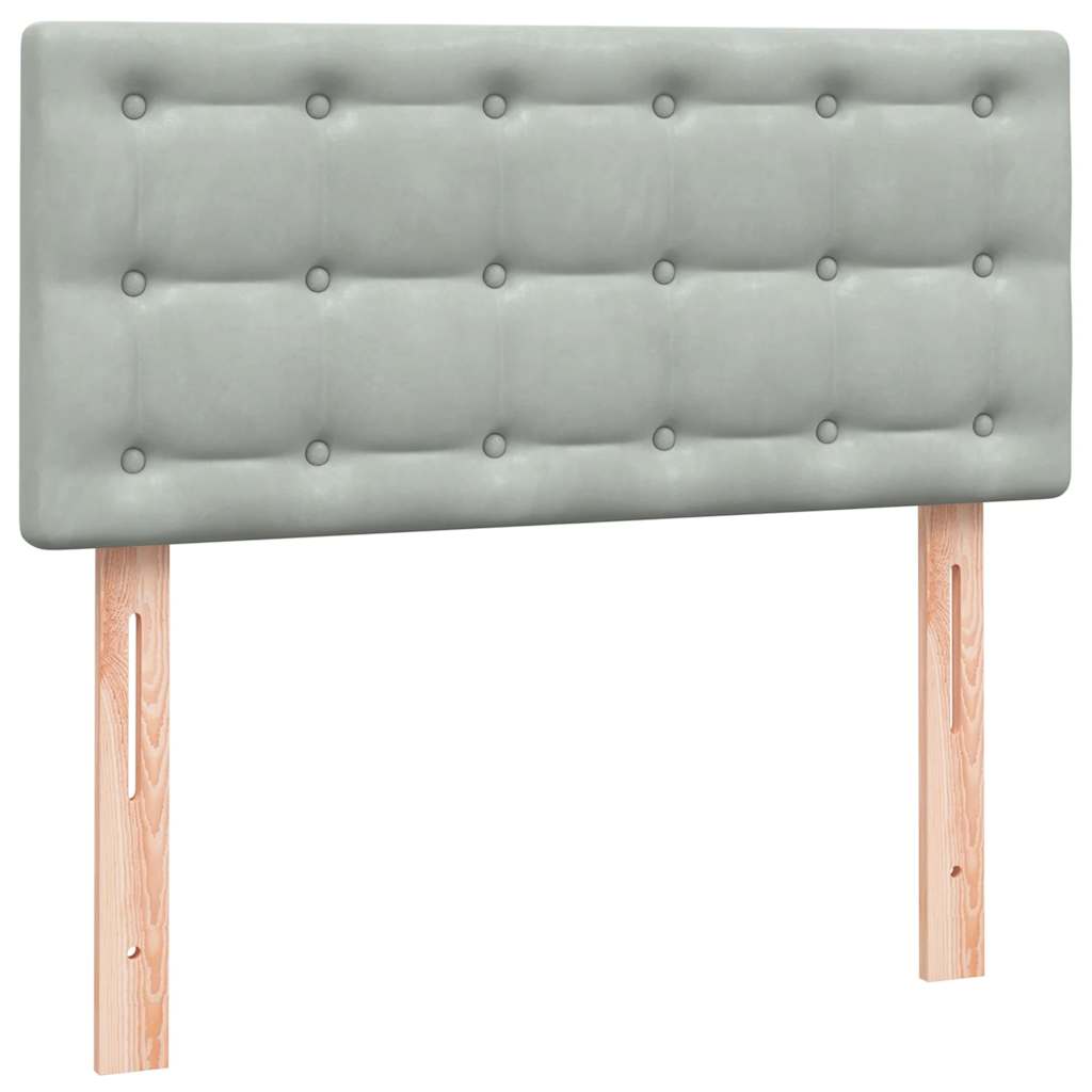 Κρεβάτι Boxspring με Στρώμα & LED ανοιχτό γκρι 90x220 εκ. Βελούδινο