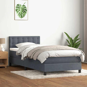 Κρεβάτι Boxspring με Στρώμα & LED Σκούρο γκρι 100x220 εκ. Βελούδινο - Pakobazaar