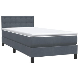 Κρεβάτι Boxspring με Στρώμα & LED Σκούρο γκρι 100x220 εκ. Βελούδινο - Pakobazaar