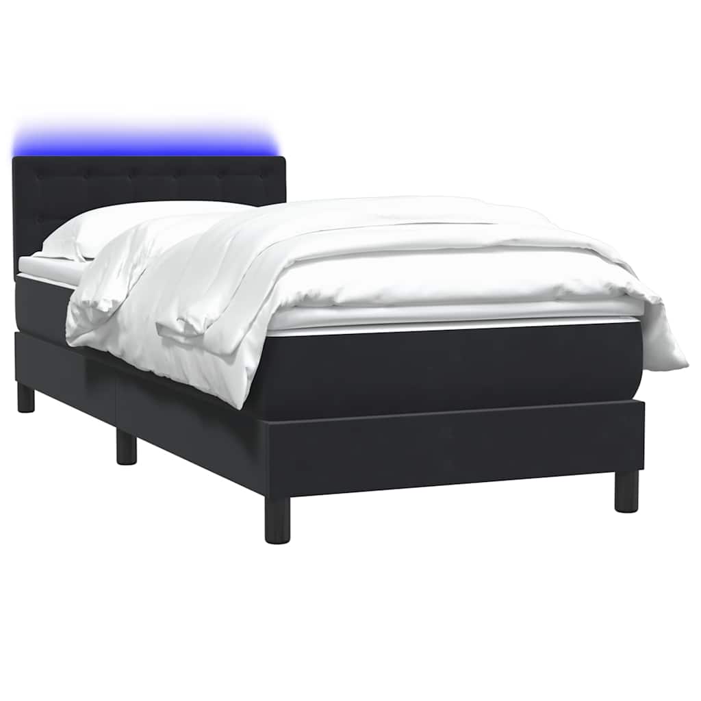 Κρεβάτι Boxspring με Στρώμα & LED Μαύρο 100x220 εκ. Βελούδινο - Pakobazaar