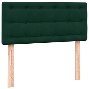 Κρεβάτι Boxspring με Στρώμα & LED σκούρο πράσινο 100x220cm Βελούδινο - Pakobazaar